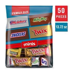 a bag of minis with the price tag on it and an image of two different types