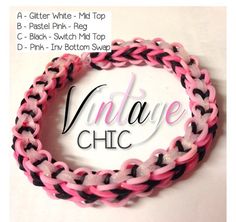 a pink and black braided bracelet with the words whatever chic on it