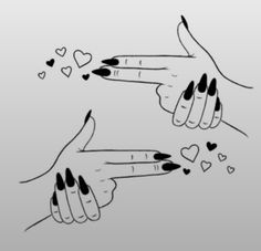 two hands holding each other with hearts drawn on them and the words love is in the air