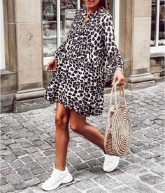 Leopard Print Dress Bohemian Style Dress Full Sleeves Dress, Dress Styling, Bohemian Style Dresses, Spring Maxi Dress, Dress Party Night, Work Dresses For Women, Best Dresses, Party Dress Short, Large Dress