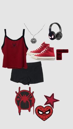 spiderman outfit 2 #spiderman #outfitinspo Shoes Aesthetic Nike, Men Shoes Aesthetic, Spiderman Girl, Aesthetic Nike, Shoes Aesthetic, Themed Outfits, Couple Outfits