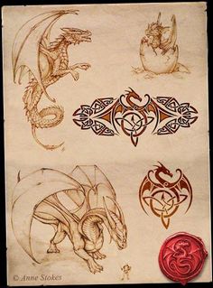 several different types of tattoo designs on paper