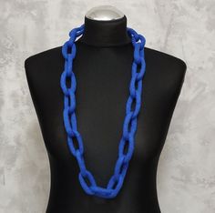 Felted chain blue is made of merino wool using wet felting technique. This a wool chain scarf is very light and pleasant to the touch. The length of the chain necklace  from the neck is 18 inches. Felted necklace will be a great addition to the spring-autumn-winter wardrobe. Such a circle necklace,will be a wonderful gift for those who love natural organic materials. More felted chain scarf and wool necklaces here: https://www.etsy.com/shop/EmbroideredFeltGifts?ref=seller-platform-mcnav%C2%A7ion_id%C2%A7ion_id%C2%A7ion_id%C2%A7ion_id%C2%A7ion_id&section_id=31423647 and here: https://www.etsy.com/shop/EmbroideredFeltGifts?ref=seller-platform-mcnav%C2%A7ion_id%C2%A7ion_id%C2%A7ion_id%C2%A7ion_id%C2%A7ion_id&section_id=48215942 and here: https://www.etsy.com/shop/EmbroideredFeltGifts?ref=sell Choker Scarf, Wool Necklace, Felt Necklace, Chain Scarf, Textile Necklace, Handmade Textiles, Felt Wool, Love Natural, Gift For Sister