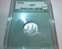 a silver coin is on display in a clear plastic case