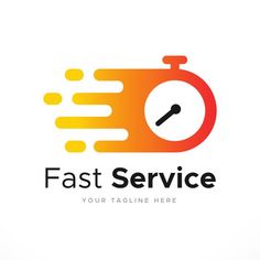 fast service logo design with clock and speedometer on white background, suitable for any business or company