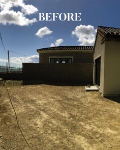 the before and after photo of a house with dirt on the ground in front of it