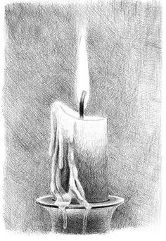 a drawing of a candle on a plate