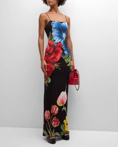 Alice + Olivia Le Parisien Fifi Maxi Dress Beautiful Black Dress, Beautiful Black Dresses, Bright Florals, Olivia Black, Tropical Dress, Daytime Dresses, Alice And Olivia, Feminine Aesthetic, Black Maxi