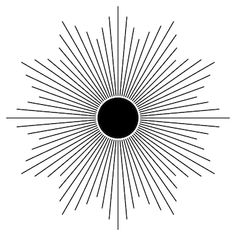 a black and white sunburst with rays in the center on a white background