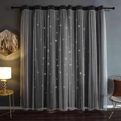 PRICES MAY VARY. 🌟UNIQUE ROMANTIC STARRY SKY DESIGN: Enjoy a sound sleep in the starlight night. Crafted with laserd hollow-out technology, this elegant mix and match decorative curtain is filled with punched out stars on the whole blackout panels rather than half of the curtain panel like others, which can perfectly decorate your room full of a fantastic and romantic style. 🌟BLACKOUT & LIGHT FILTERING PERFORMANCE: With special design with combination of blackout curtain and sheer curtains, Ki Double Layer Curtains, Layer Curtains, Princess Curtains, Girls Bedroom Grey, Insulated Window Treatments, Kids Blackout Curtains, Girls Bedroom Curtains, Galaxy Room, Thick Curtains