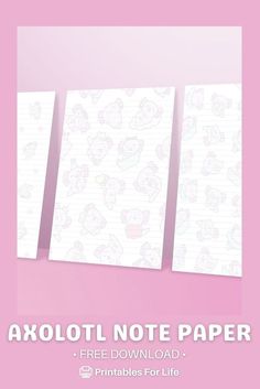 a pink background with hello kitty notes on it and the words axolot note paper