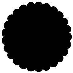 a black and white silhouette of a round shape with scallop on the edges