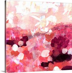 an abstract painting with pink and red colors