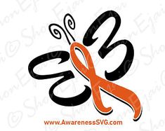 an orange and black ribbon is in the shape of a letter s on a white background