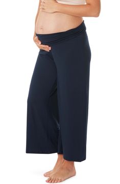 A high wide waistband supports your bump and postpartum figure in these supersoft ankle pants finished with breezy legs. 96% lyocell, 4% elastane Machine wash, dry flat Imported Maternity Straight Leg Bottoms, Maternity Wear Straight Leg Bottoms, Bump Friendly Maternity Bottoms With Straight Leg, Bump Friendly Straight Leg Maternity Bottoms, Bump-friendly Straight Leg Maternity Bottoms, Stretch Full Length Maternity Bottoms, Elastane Pants With Wide Waistband For Loungewear, Maternity Stretch Bottoms, Versatile Bottoms With Contoured Waistband For Loungewear