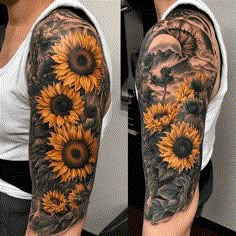 sunflowers on the arm and half sleeve