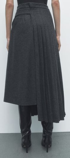 Detachable Wrap Skirt Women's Skirt Layer / Pleated Skirt – Ofelya Boutique Asymetric Skirt, Wrap Skirt Pants, Zara Pleated Skirt, Denim Pleated Skirt, Tunic Outfit, Woolen Clothes, Pleats Skirt, Belt With Buckle, Box Pleat Skirt