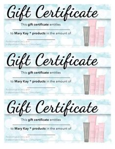 Mary Kay Gift Card, Mary Kay Scripts, Mary Kay Gift Certificates