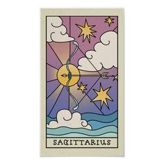 a tarot card with the zodiac sign sagittarius on it's side