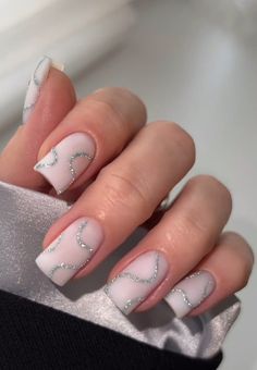 Fake Nails White, Fake Nails With Glue, Striped Nails, Almond Acrylic Nails, Nails For Women, Stick On Nails, Bling Nails, Artificial Nails, Square Nails