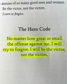 a piece of paper with the words hero code written in green and yellow on it