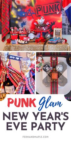 punk glam new year's eve party with red, white and blue decorations