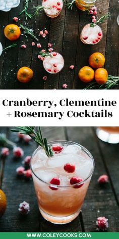 cranberry, clementine and rosemary cocktails