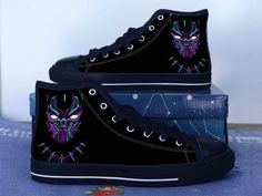 Black Panther Shoes, Black Panther Converse Style Shoes, Black Panther Fan Gift Idea, Women's Men's Casual Custom Sneakers With Character Print, Black High-top Sneakers With Character Print, Black Mid-top Canvas Shoes For Skateboarding, Black Casual Custom Sneakers With Graphic Print, Casual Black Custom Sneakers With Graphic Print, Black Casual Canvas Shoes With Graphic Print, Casual Black Canvas Shoes With Graphic Print, Black Low-top Custom Sneakers With Graphic Print, Black Custom Low-top Sneakers With Graphic Print