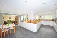 the kitchen is clean and ready to be used for cooking, dining or as an entertaining area