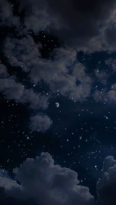 the night sky is filled with stars and clouds