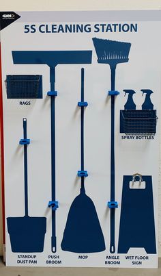 a sign showing the different types of cleaning supplies