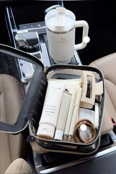 the contents of a car are neatly organized