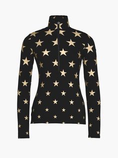 Stars ski pully Power stretch interlock with a light brushed back Close fitting collar Longer length front ½ zip Metal brand label at sleeve All over printed stars pattern Fabrics: 76 % polyester, 24 % elastane Ski Boots, Mens Fleece, All Over