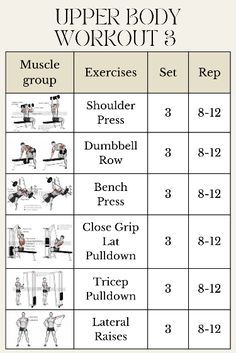 the upper body workout chart with exercises