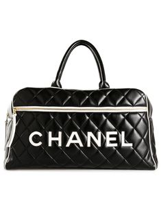 Black and white calf leather quilted bowler bag from Chanel Pre-Owned circa 1994 featuring a rectangular body, round top handles, a quilted effect, a logo detail, a gold-tone top zip fastening and an embossed internal logo stamp. Please note that pre-owned items are not new and therefore might have minor imperfections. Each hand selected Chanel item comes with a WGACA card/certificate of authenticity. Chanel Logo, Shopping Chanel, Laura Geller, Cow Boy, Boston Bag, Black Quilt, Chanel Black, Vintage Chanel, Issey Miyake