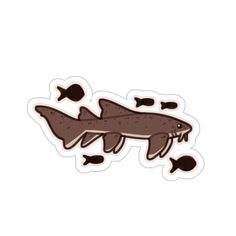 a sticker with an image of a fish on it's back and the words,