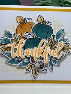 a handmade card with the words, happy thanksgiving