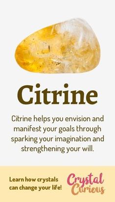 Citrine Meaning, Crystals Healing Properties, Gemstone Meanings, Crystal Magic, Minerals And Gemstones, Rocks And Gems