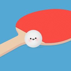 ping pong paddle and ball on blue background