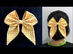 an image of two bows on top of a woman's head and another photo of the same bow