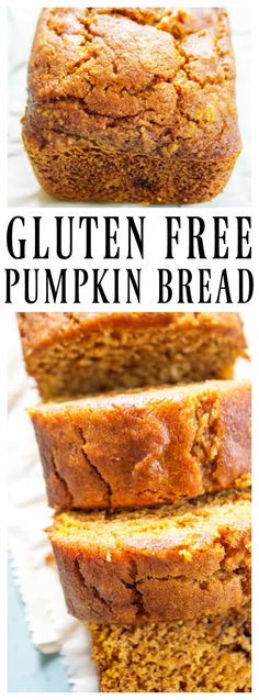 gluten free pumpkin bread cut in half and stacked on top of each other