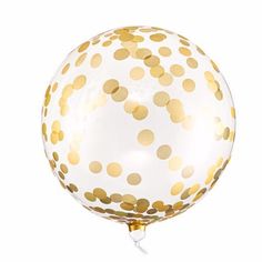 a balloon filled with gold polka dots