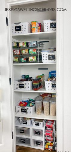 Organized Pantry With Deep Shelves Organize Deep Pantry, Deep Pantry Shelves, Pantry With Deep Shelves, Organize A Pantry, Pantry Door Organizer, Deep Pantry, Shallow Shelves, Pantry Bin, Mudroom Organization