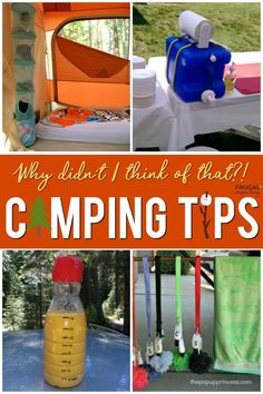 collage of camping tips with text overlay that reads, why didn't i think of this? camping tips