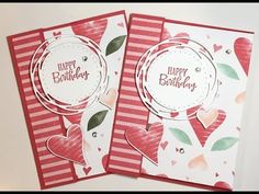 two valentine's day cards with hearts on them