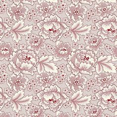 a pink and white floral pattern with red accents on a light purple background, which is very similar to the wallpaper in person's house