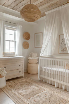 50 Gorgeous Baby Girl Nursery Inspirations for an Aesthetic Room Unisex Baby Room, Boho Baby Girl Nursery, Boho Dining Room, White Crib, Baby Room Neutral, Baby Room Themes, Boho Baby Girl, Bg Design, Nursery Room Design