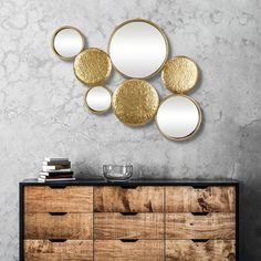 Santana Gold Wall Mirror Gold Wall Mirror, Wall Mirrors Set, Mirror Store, Mirror Panels, Gold Mirror Wall, Contemporary Wall Mirrors, Gold Wall, Metal Panels, Mirror Set