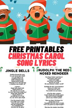 three christmas carols with the words free printables for children's choir