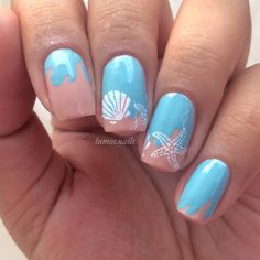 Beach Manicure, Vacation Nail Designs, Beachy Nails, Tropical Nails, Vacation Nails, Diy Nail Designs, Summer Nails Colors